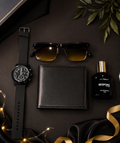 Classic Black Premium Gift Set for Men - Watch, Wallet, Sunglasses & Perfume Combo