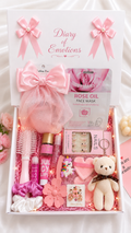Diary of Emotions Pink Self-Care Gift Hamper for Girls | Cute Beauty Box with Teddy, Nails & Skincare