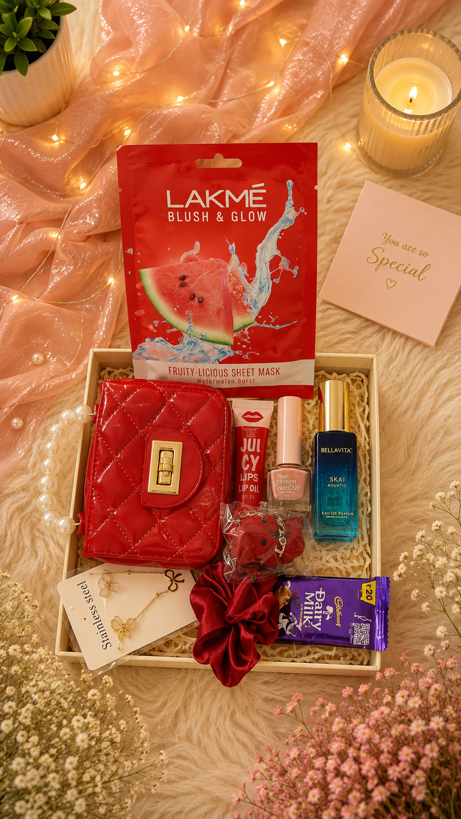 Ruby Glow Self-Care Hamper | Beauty & Accessories Gift Box